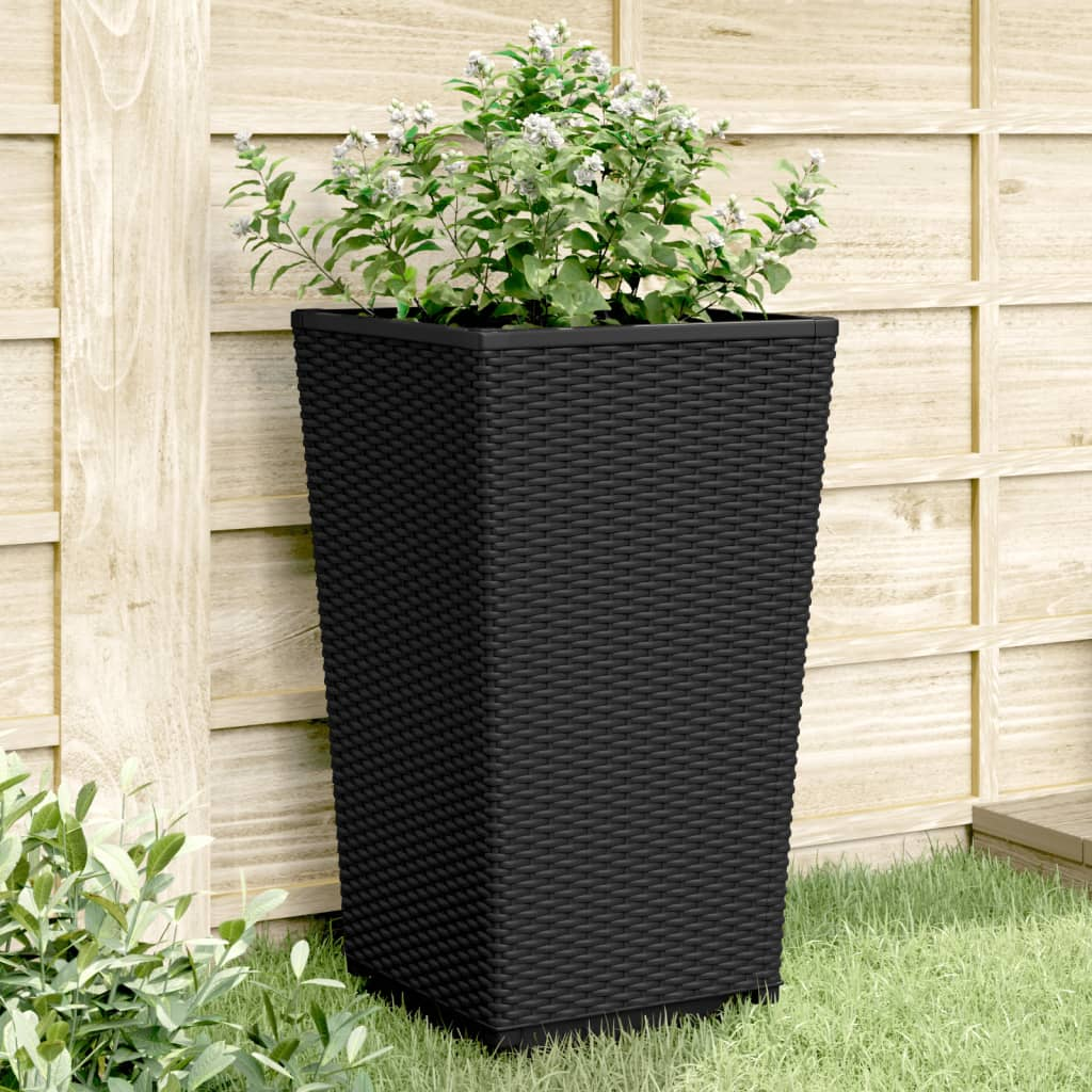 vidaXL Garden Planter Set of 4 Black Polypropylene Medium Durable