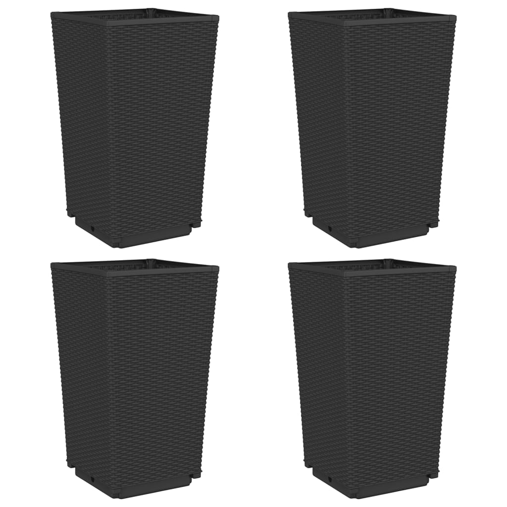 vidaXL Garden Planter Set of 4 Black Polypropylene Medium Durable
