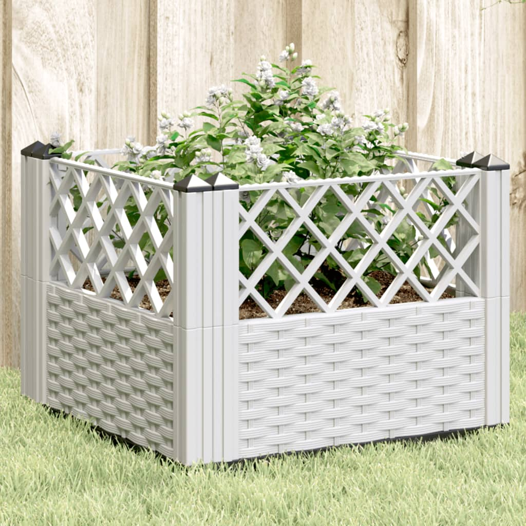 vidaXL Garden Planter White Polypropylene Medium Modular
