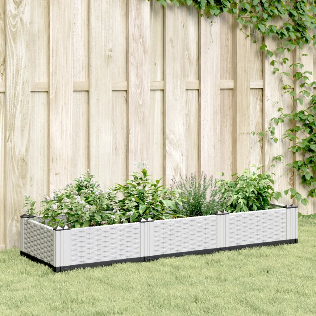 vidaXL Garden Planter White Polypropylene Medium Modular