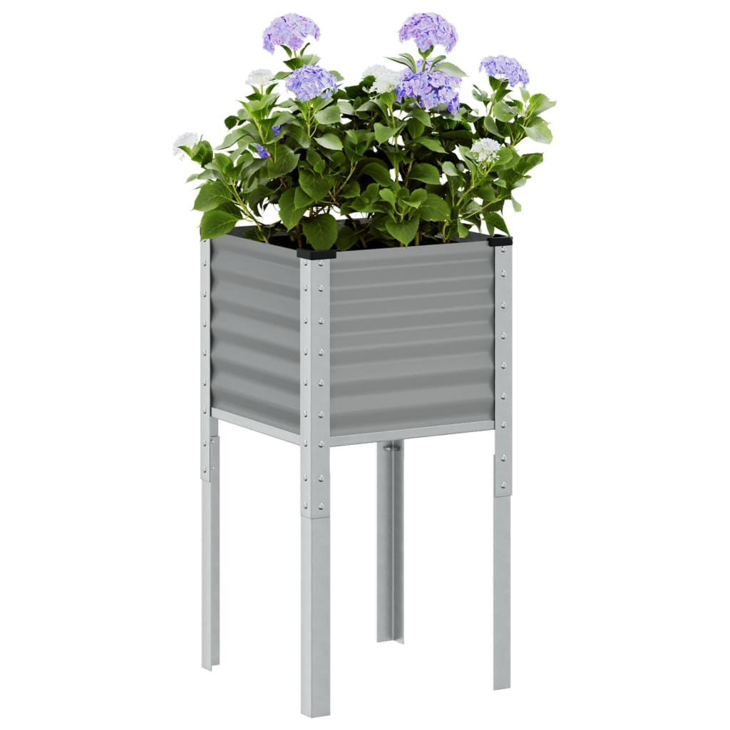 vidaXL Garden Planter Gray Steel Large Tough Garden Planter Square