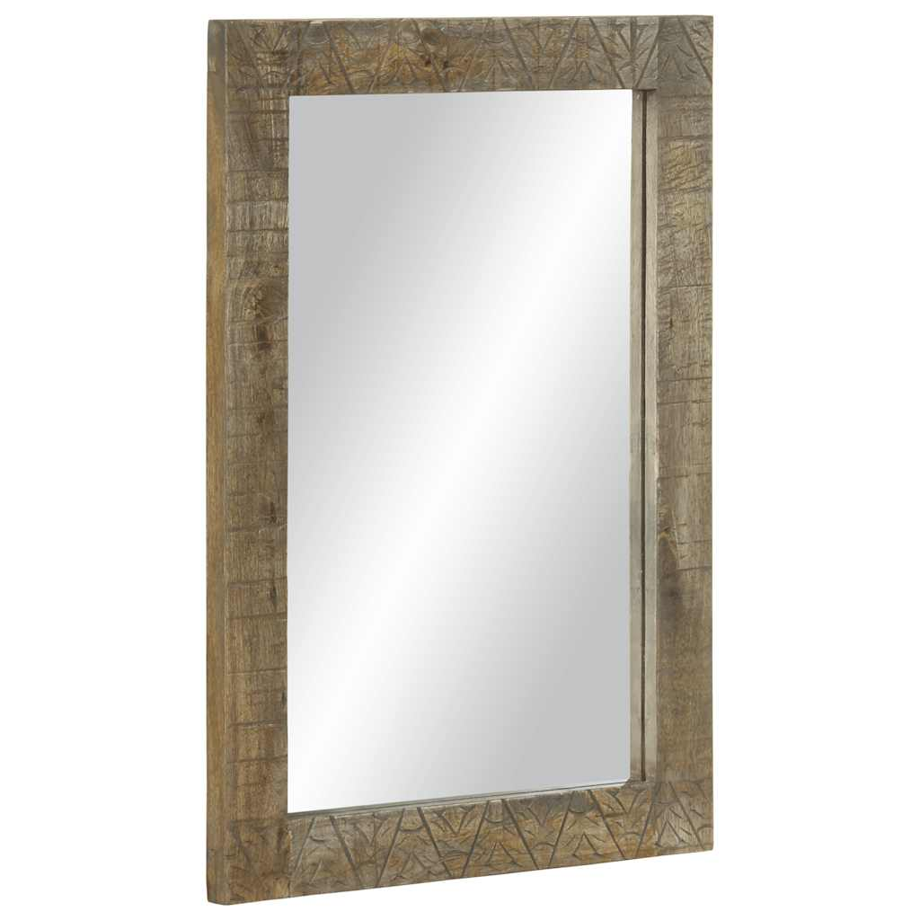 vidaXL Bathroom Mirror Light Grey Solid mango wood, Glass 19.7x27.6 in