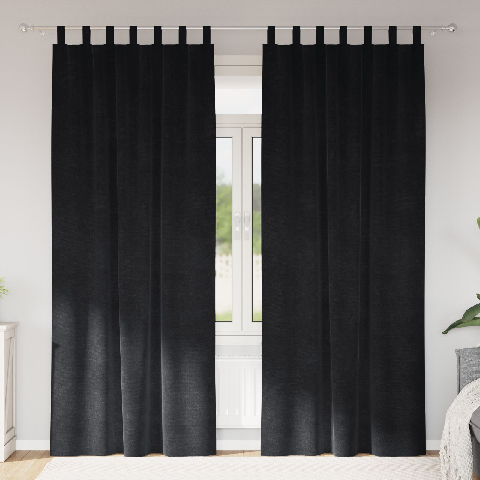vidaXL Blackout Curtains 2 pcs Black 55.12 x 96.46 in Velvet