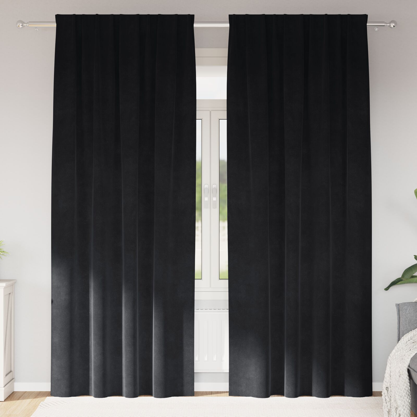 vidaXL Blackout Curtains 2 pcs Black 55.12 x 88.58 in Velvet
