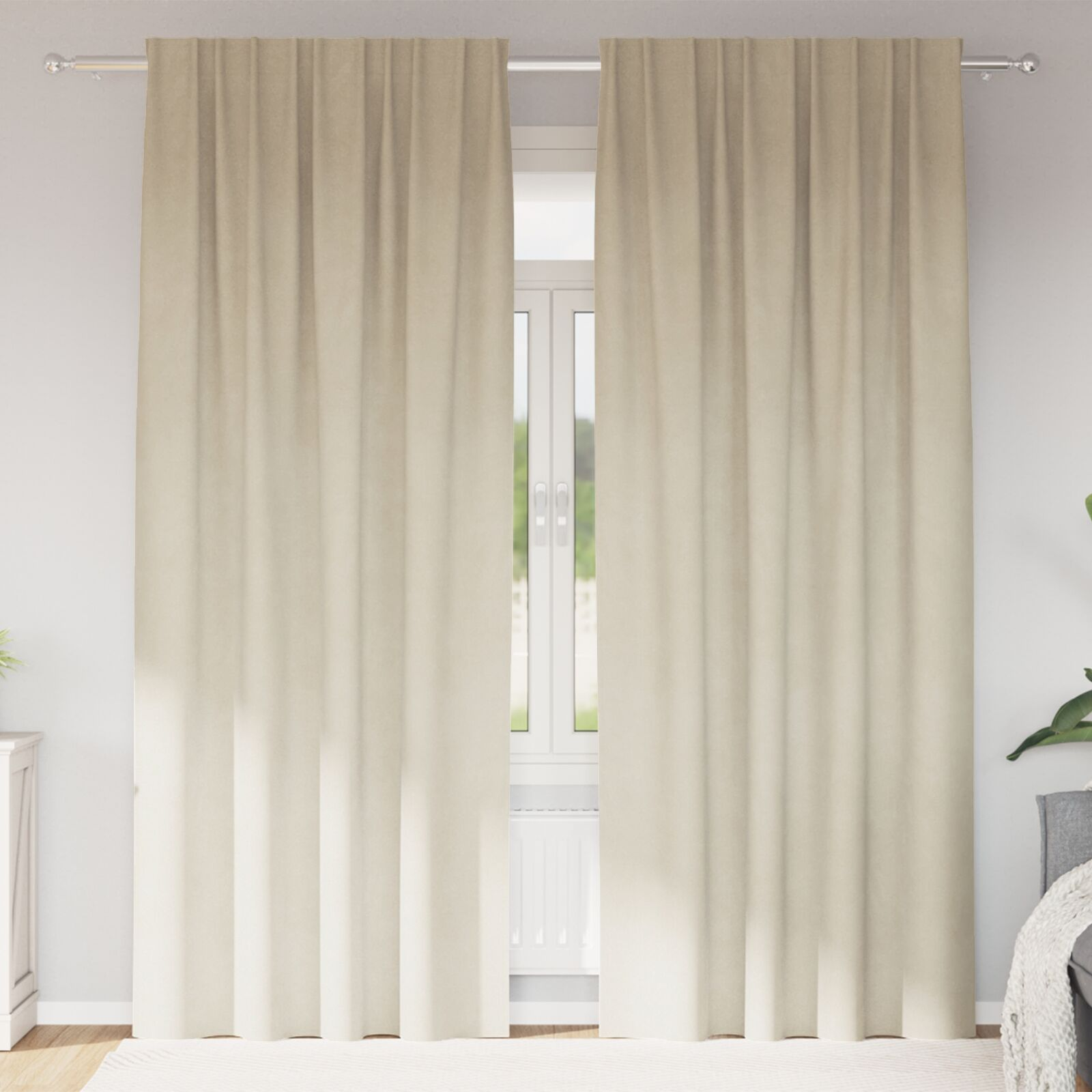 vidaXL Blackout Curtains 2 pcs Cream 55.12 x 88.58 in Velvet