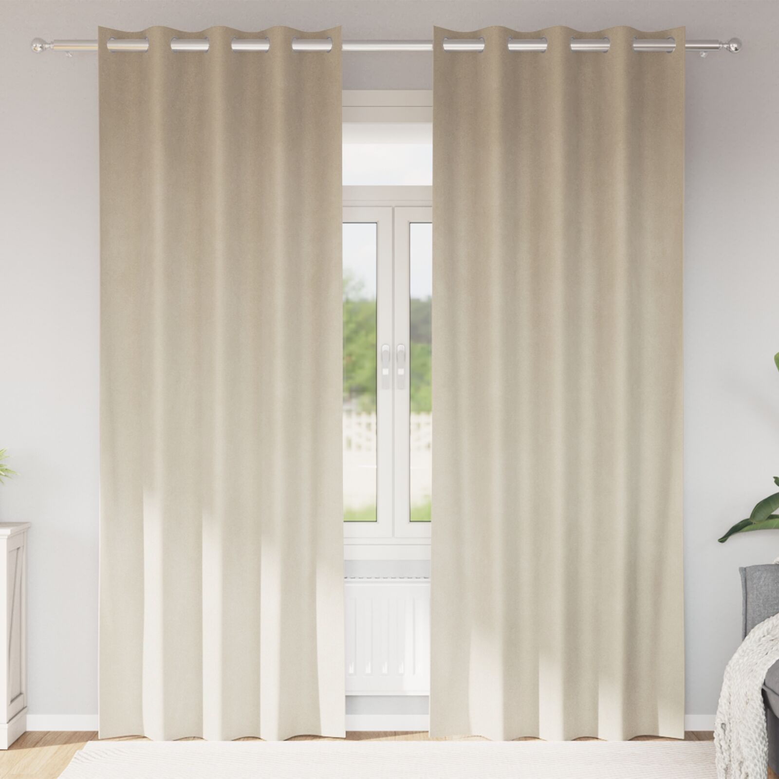 vidaXL Blackout Curtains 2 pcs Cream 55.12 x 102.36 in Velvet