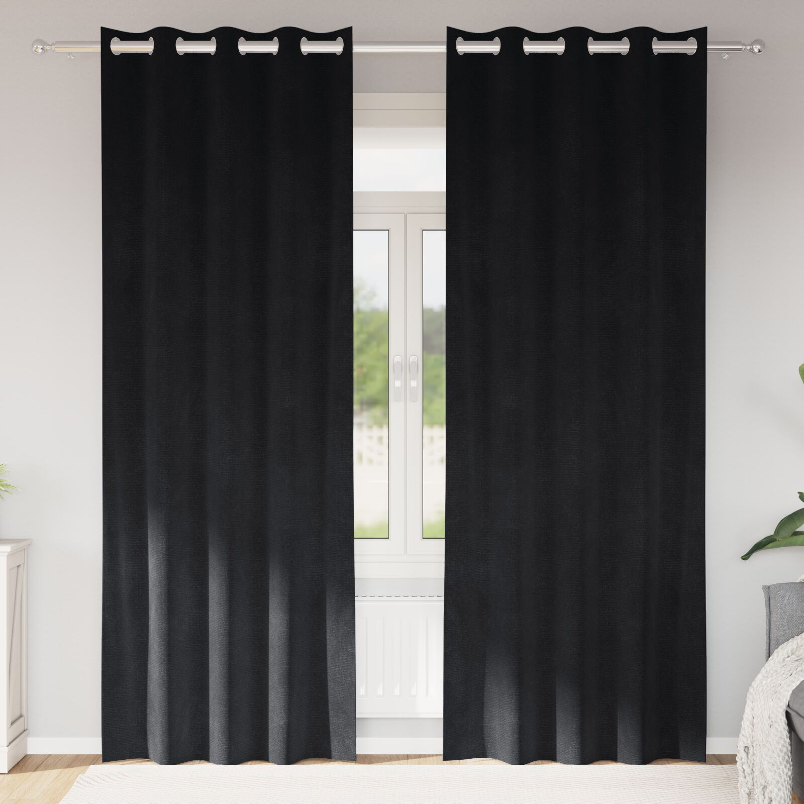 vidaXL Blackout Curtains 2 pcs Black 55.12 x 96.46 in Velvet