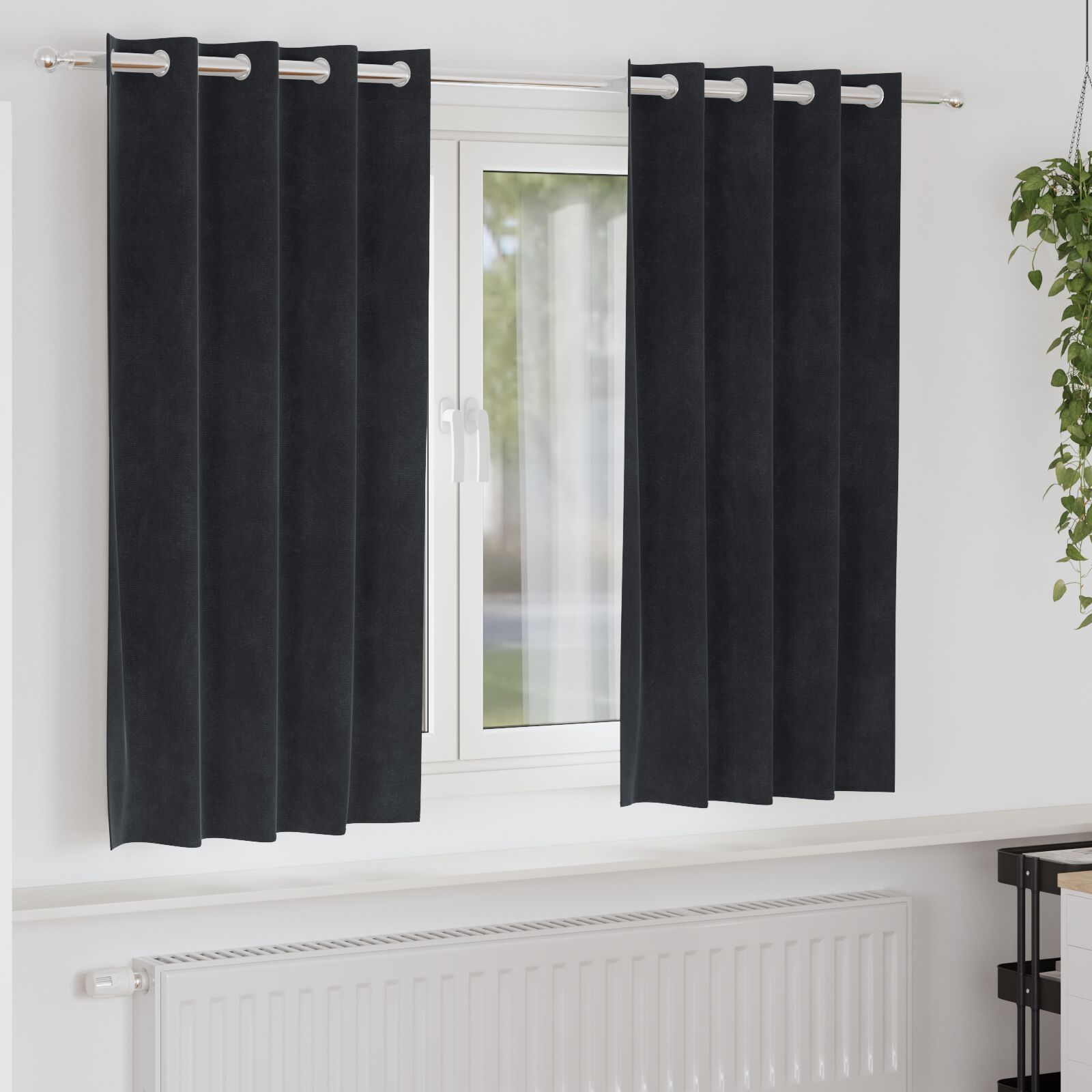 vidaXL Blackout Curtains 2 pcs Black 55.12 x 68.90 in Velvet