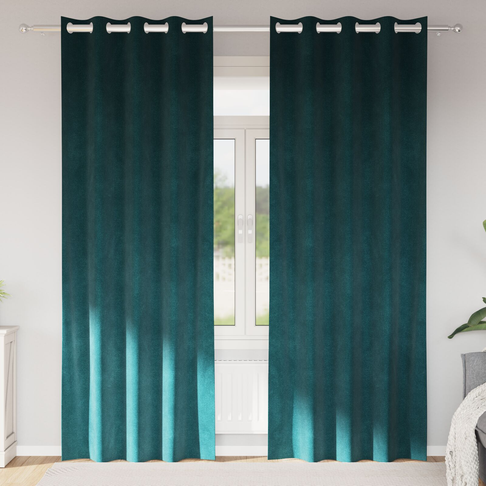 vidaXL Blackout Curtains 2 pcs Dark Green 55.12 x 102.36 in Velvet