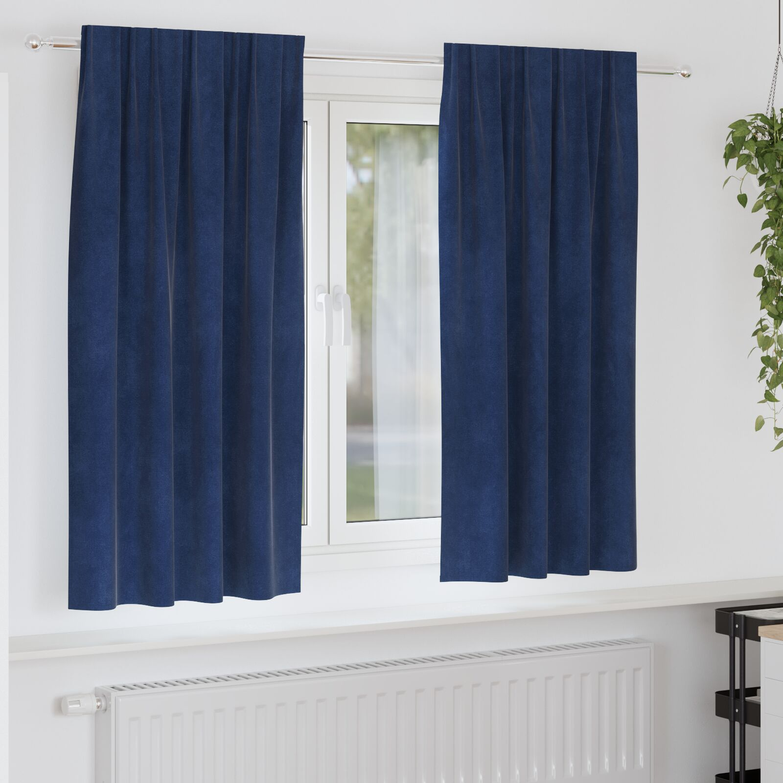 vidaXL Blackout Curtains 2 pcs Dark Blue 55.12 x 68.90 in Velvet