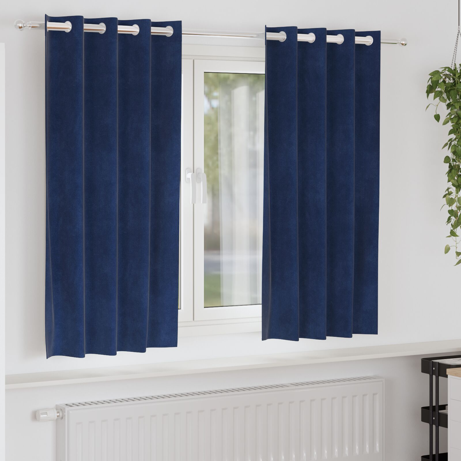 vidaXL Blackout Curtains 2 pcs Dark Blue 55.12 x 68.90 in Velvet