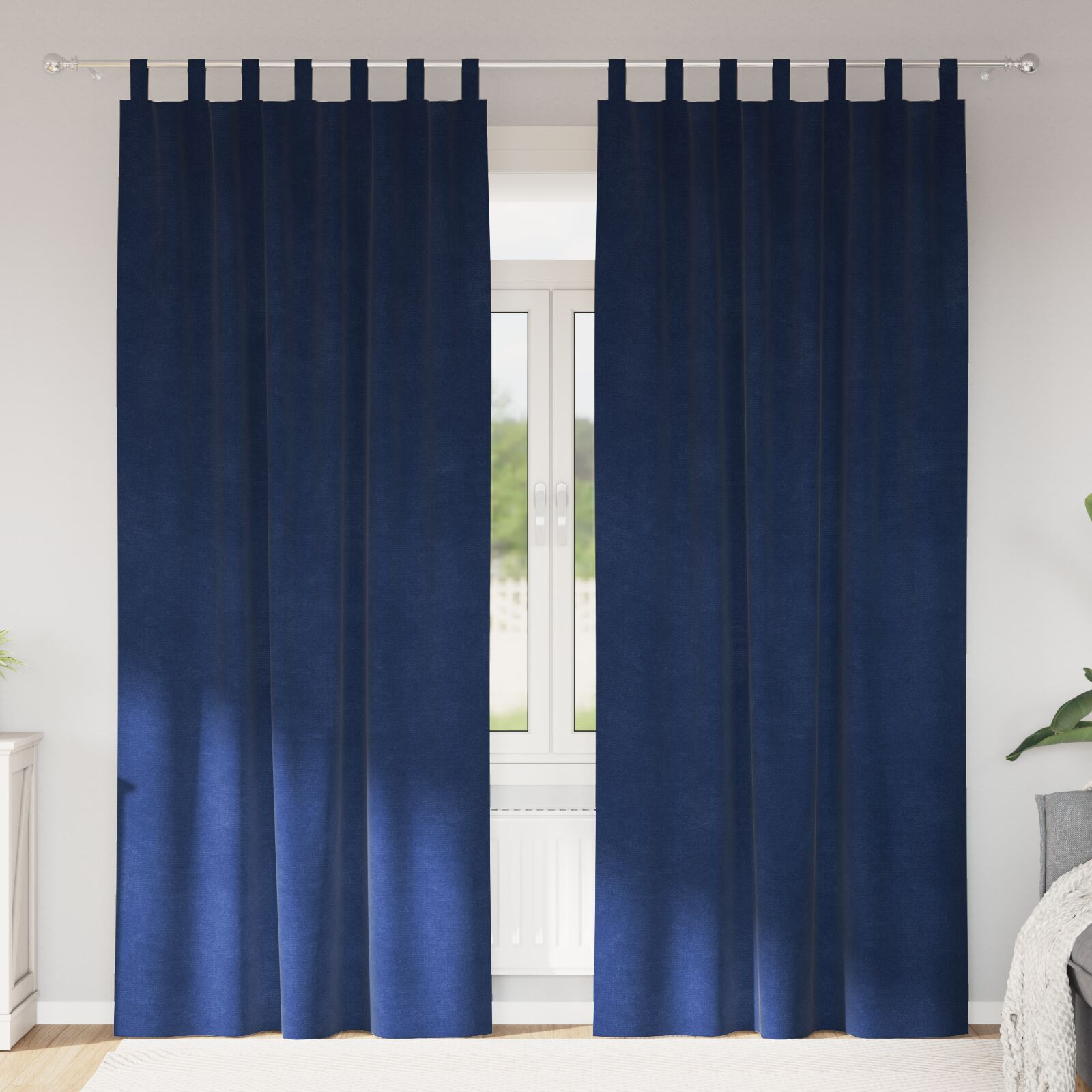 vidaXL Blackout Curtains 2 pcs Dark Blue 55.12 x 96.46 in Velvet