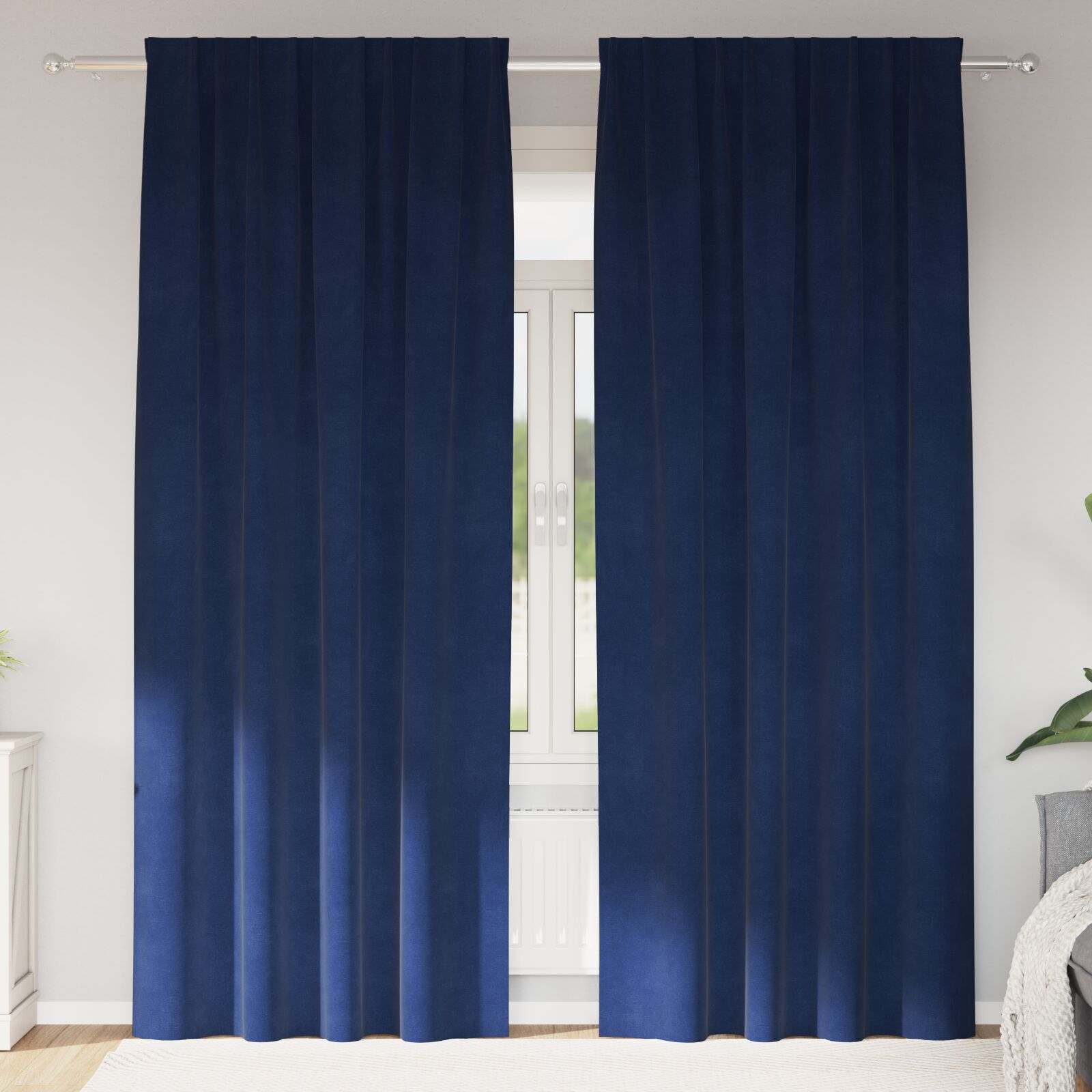 vidaXL Blackout Curtains 2 pcs Dark Blue 55.12 x 102.36 in Velvet