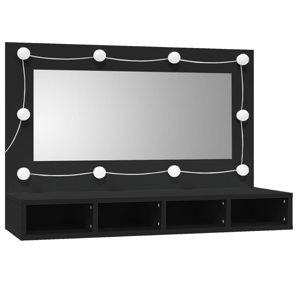 vidaXL Mirror Cabinet Black Engineered wood, acrylic Medium