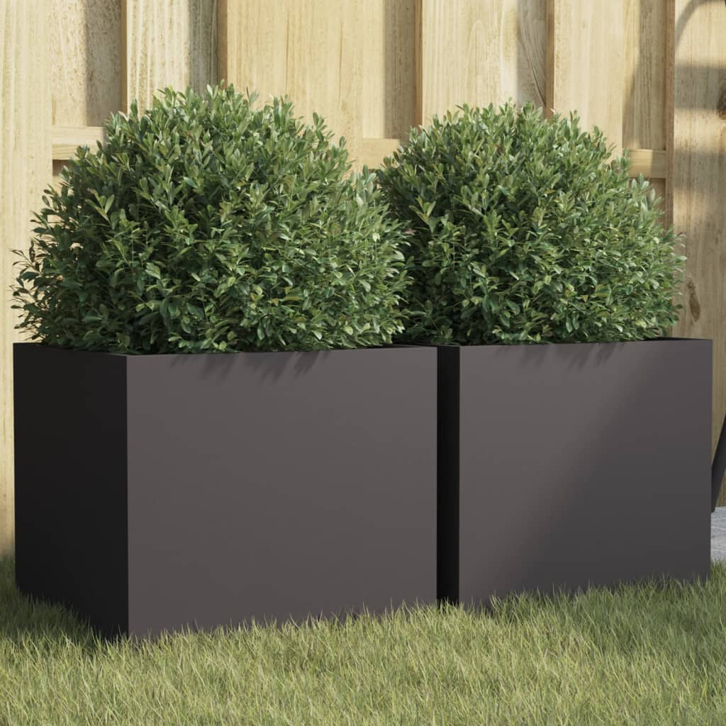 vidaXL Planter Set of 2 Black Cold-rolled steel Medium Durable