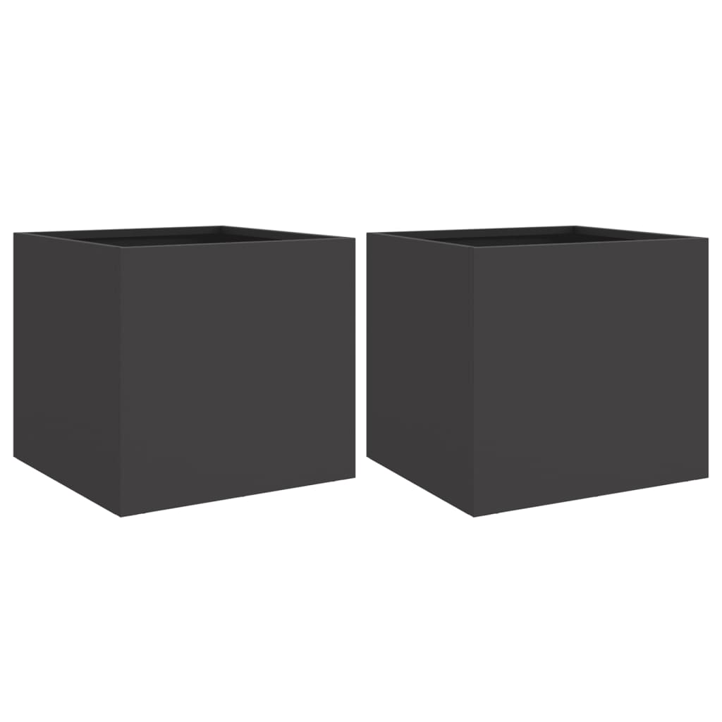 vidaXL Planter Set of 2 Black Cold-rolled steel Medium Durable
