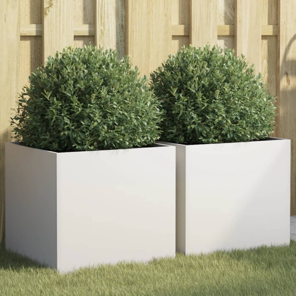 vidaXL Planter Set of 2 White Cold-rolled steel Medium Durable