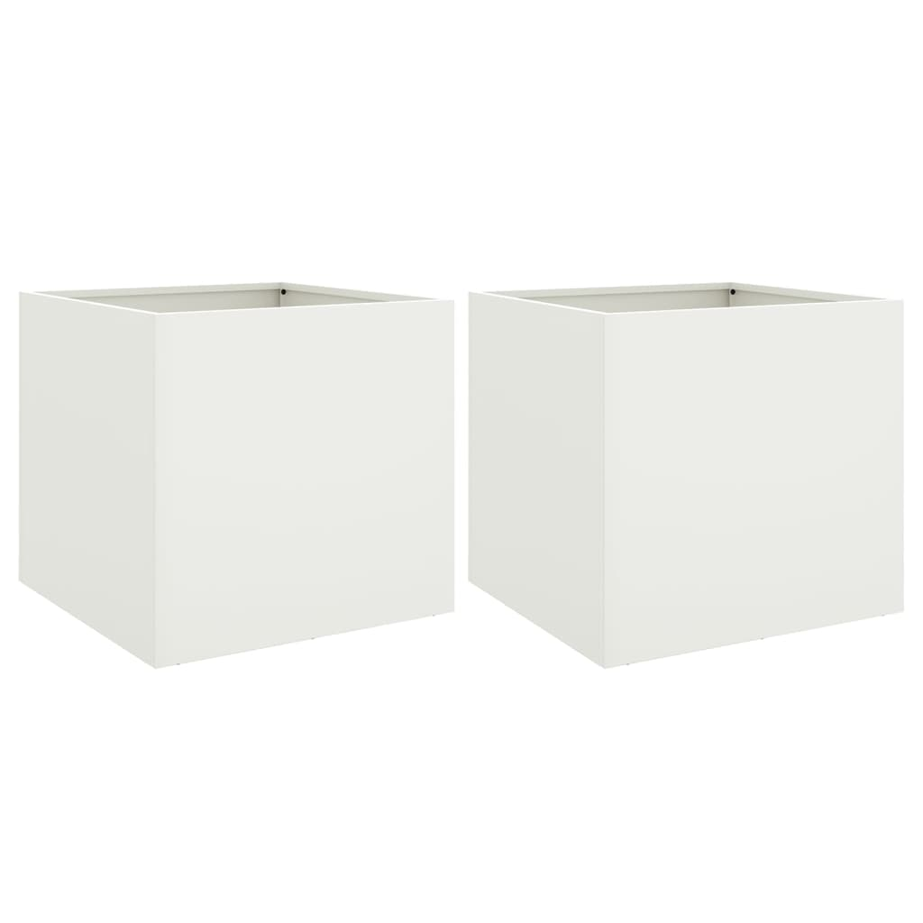 vidaXL Planter Set of 2 White Cold-rolled steel Medium Durable