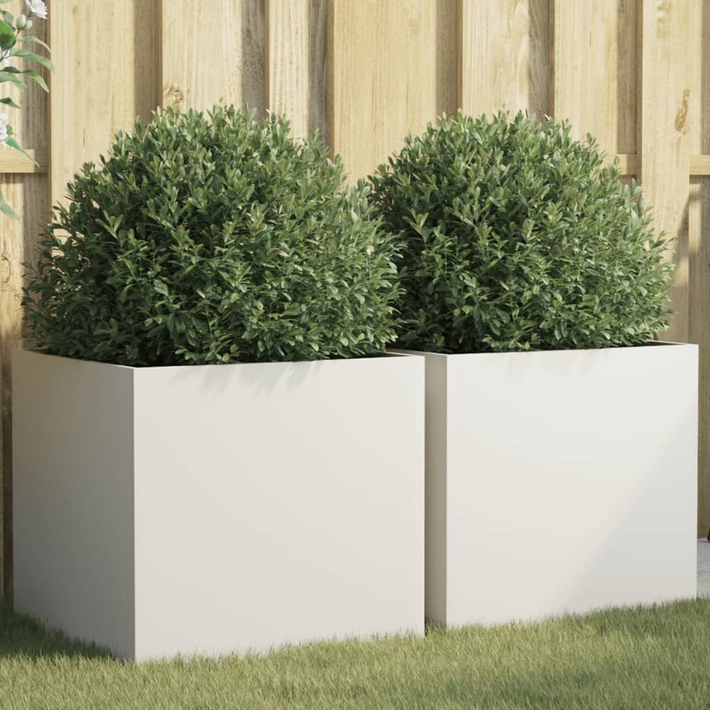 vidaXL Planter Set of 2 White Cold-rolled steel Medium Strong