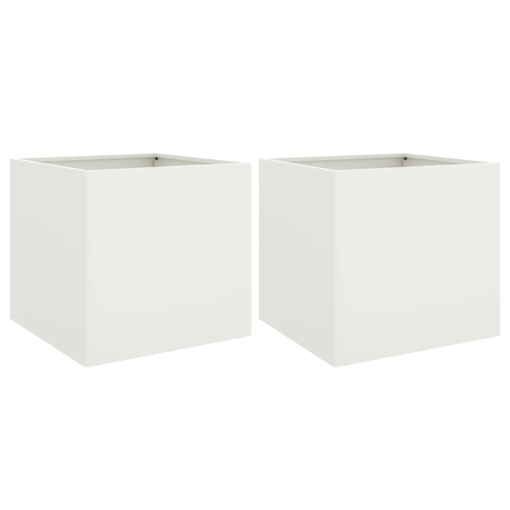 vidaXL Planter Set of 2 White Cold-rolled steel Medium Strong