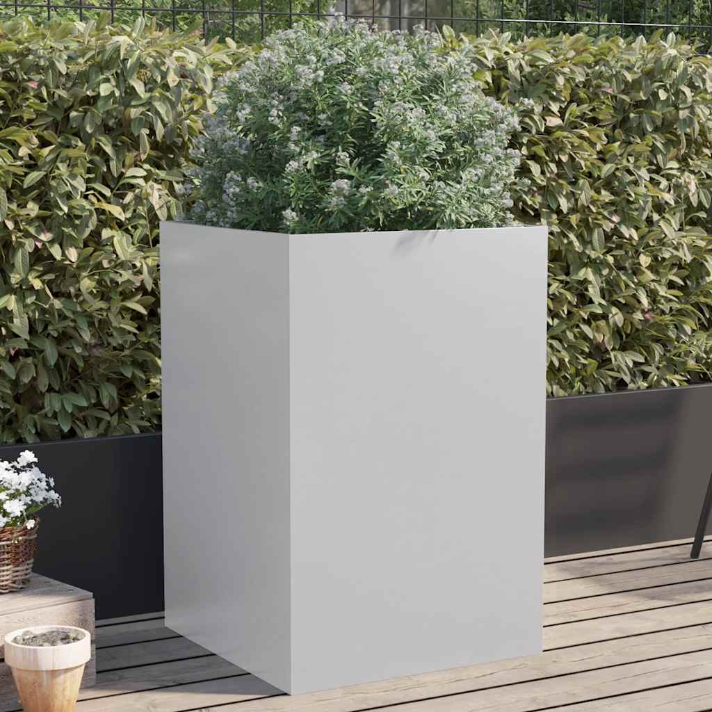 vidaXL Planter Silver Galvanized steel Medium Durable Planter