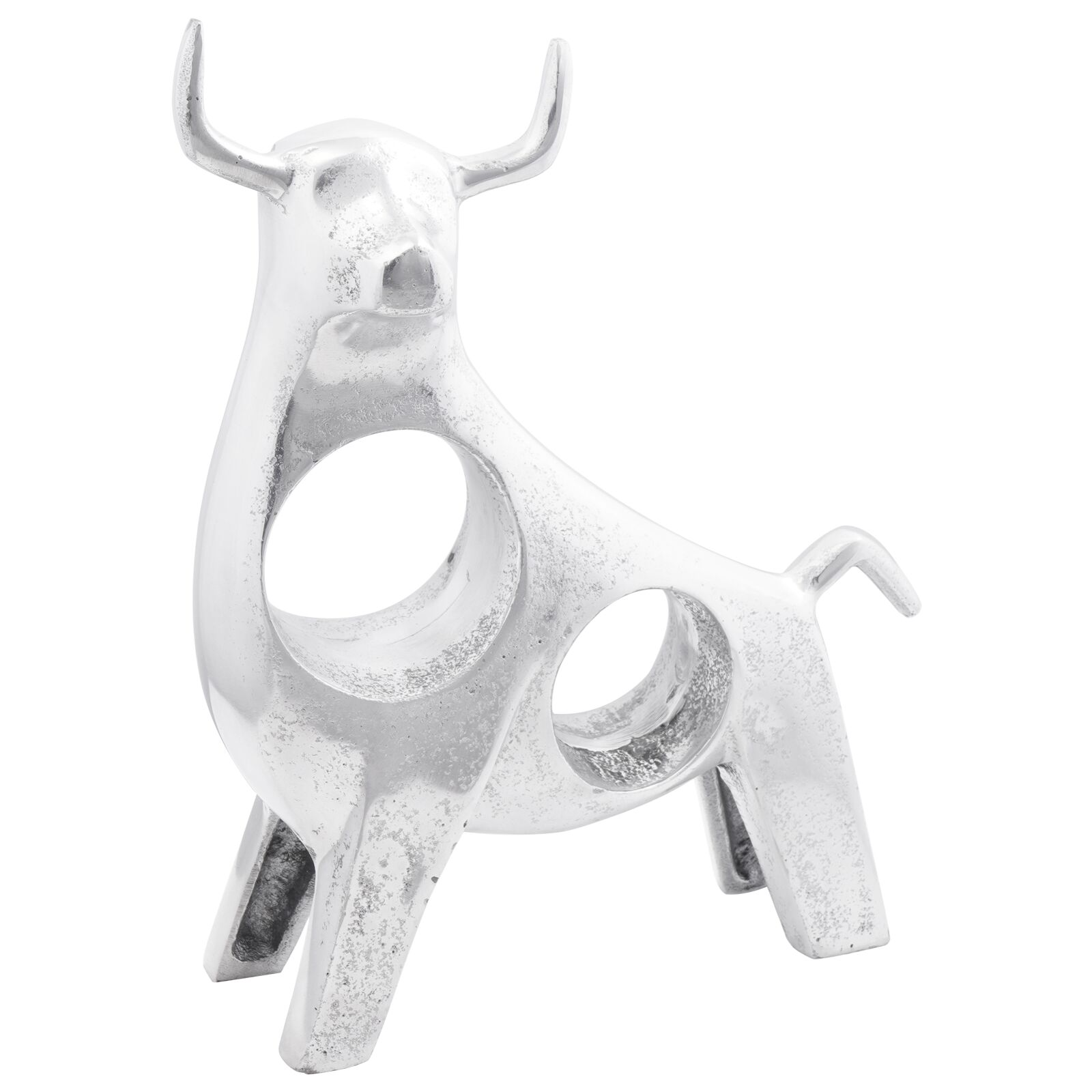 vidaXL Bull Sculpture Silver 22 x 9.5 x 34 cm Aluminium