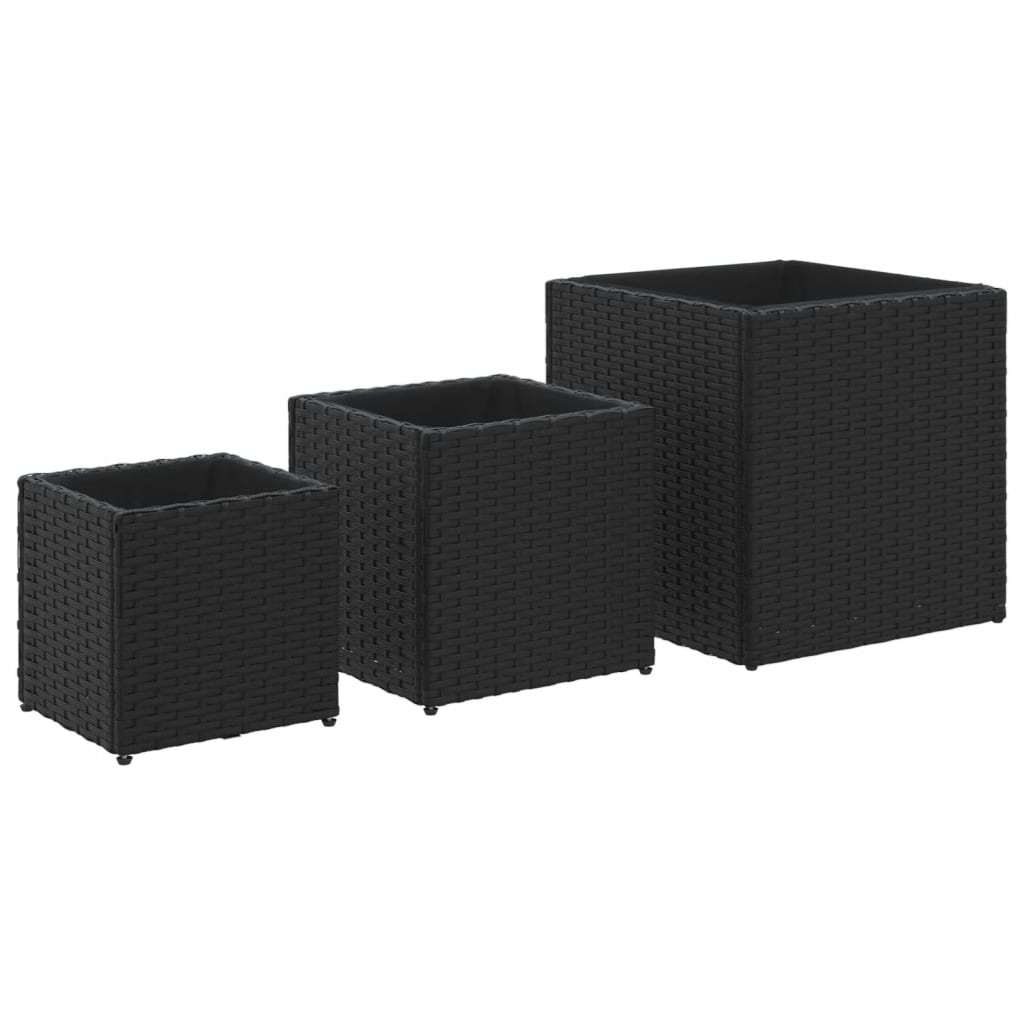 vidaXL Garden Planter Black PE Rattan Small Durable Garden Planter
