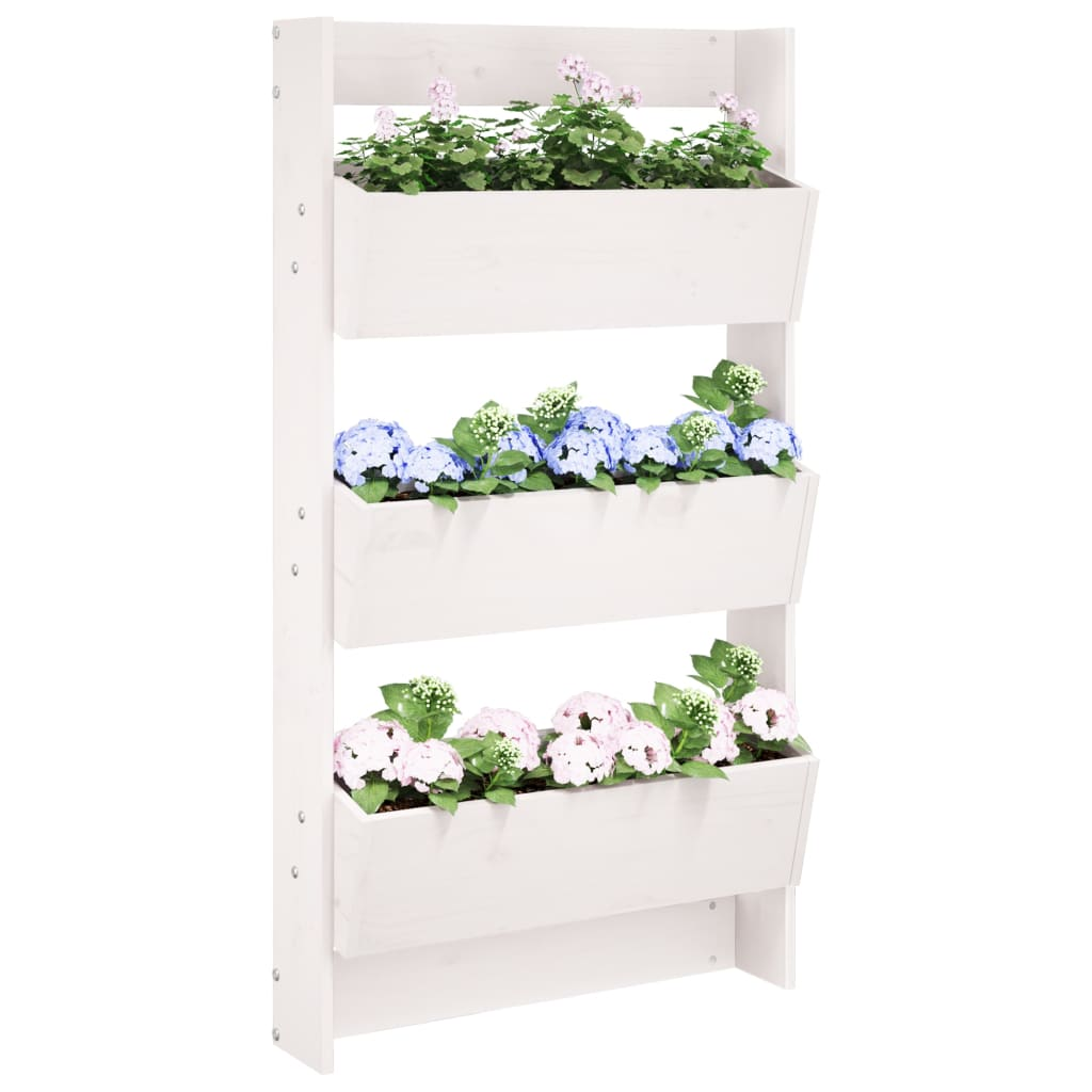 vidaXL Wall Planter White Solid pine wood Wall mounting Wall Planter
