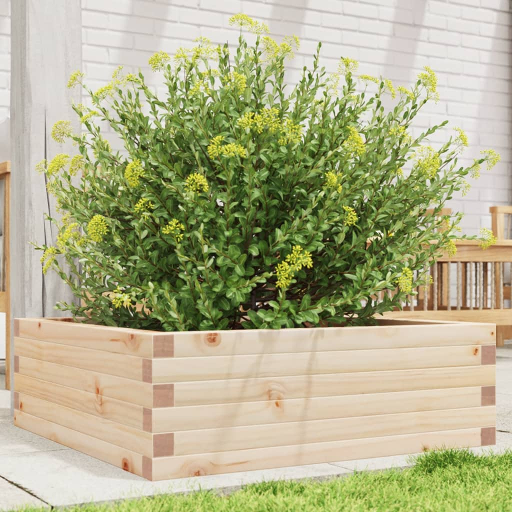 vidaXL Garden Planter Natural Wood Solid Pine Wood Medium Garden Planter