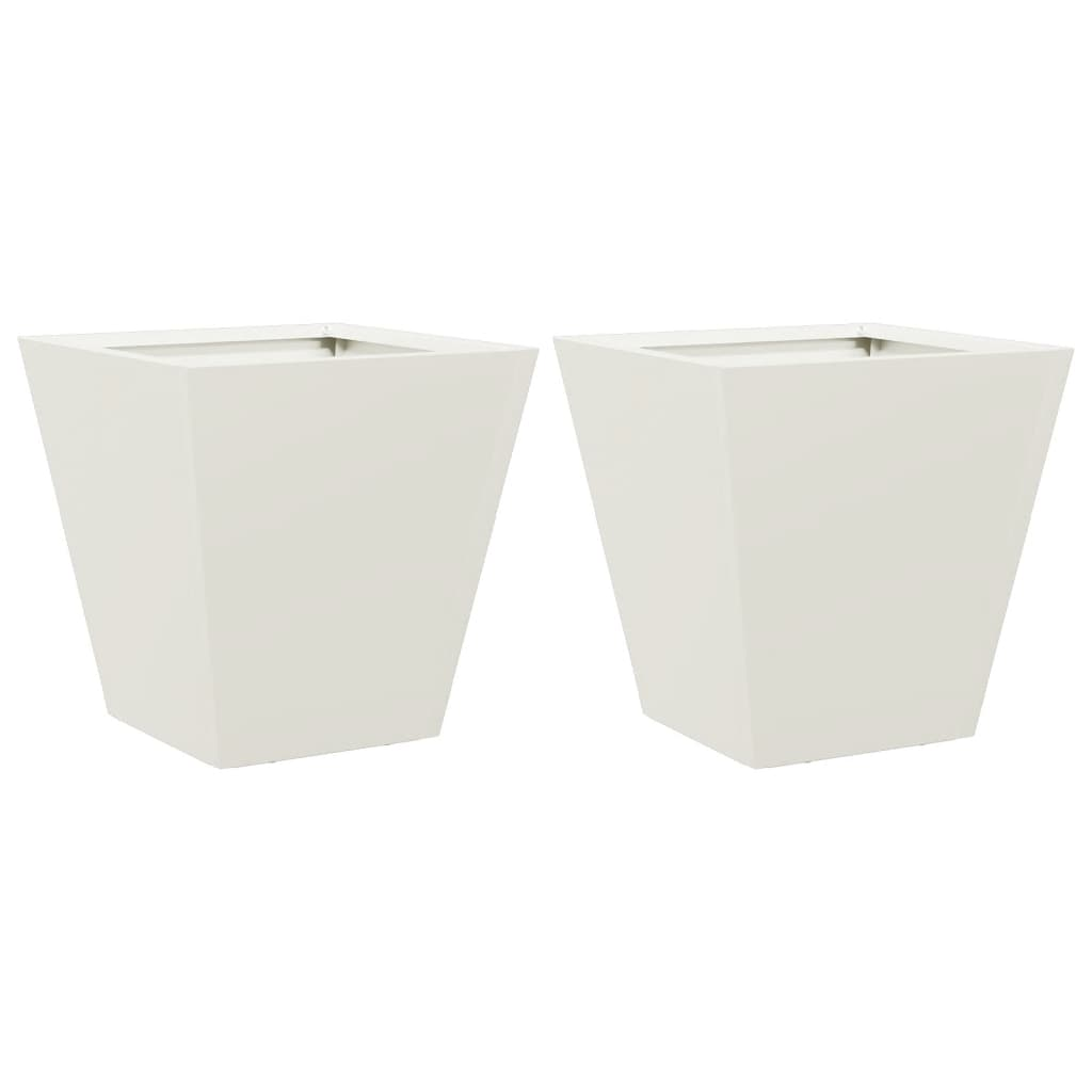 vidaXL Garden Planter Set of 2 White Cold-rolled steel 11.8 in Durable