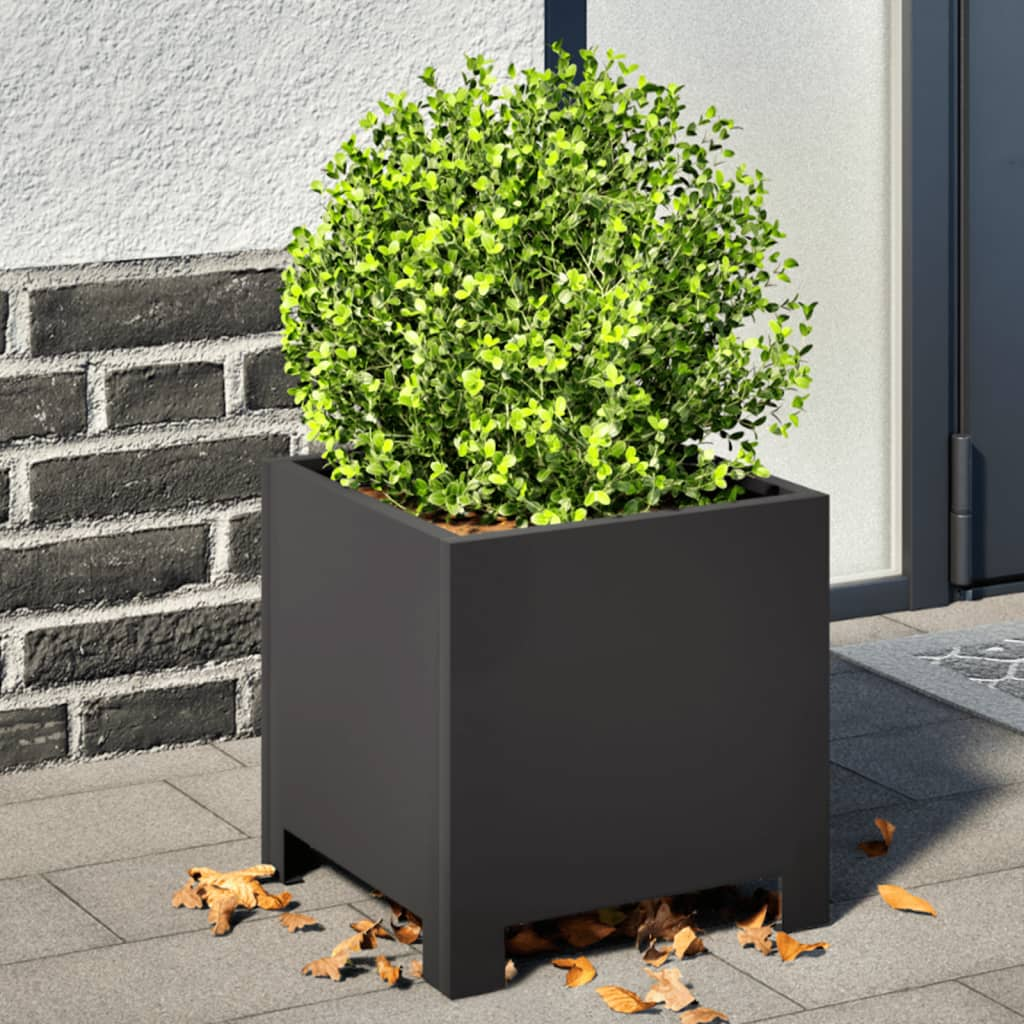 vidaXL Garden Planter Black Steel Large Durable Steel Planter Square