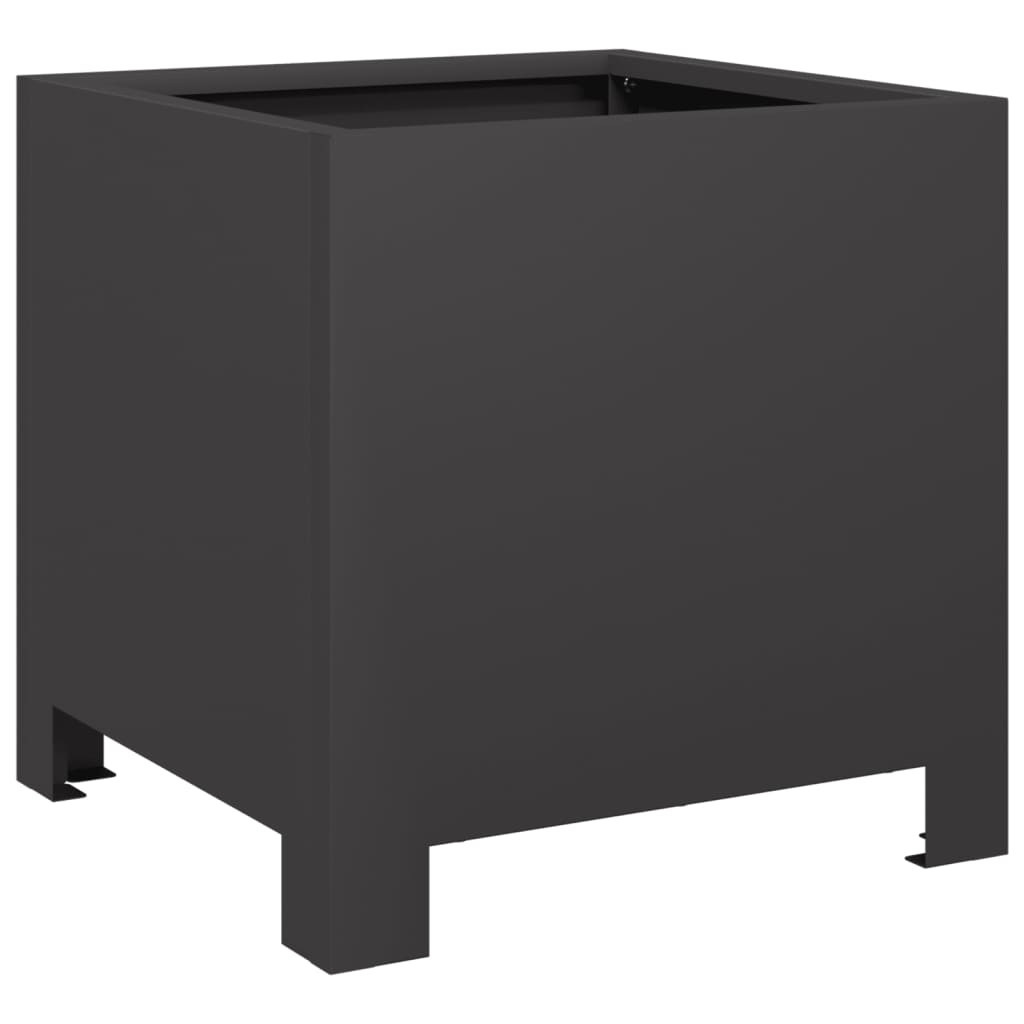 vidaXL Garden Planter Black Steel Large Durable Steel Planter Square