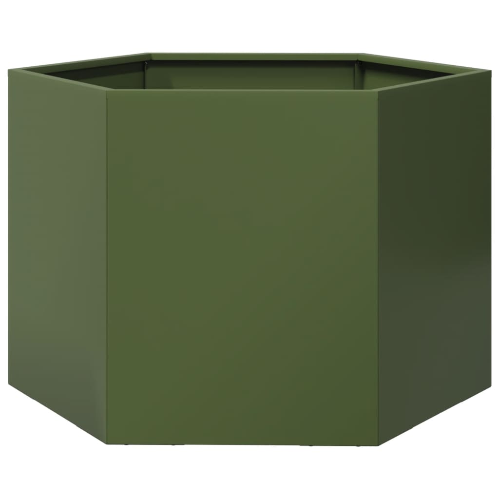 vidaXL Garden Planter Olive Green Steel Large Durable Garden Planter
