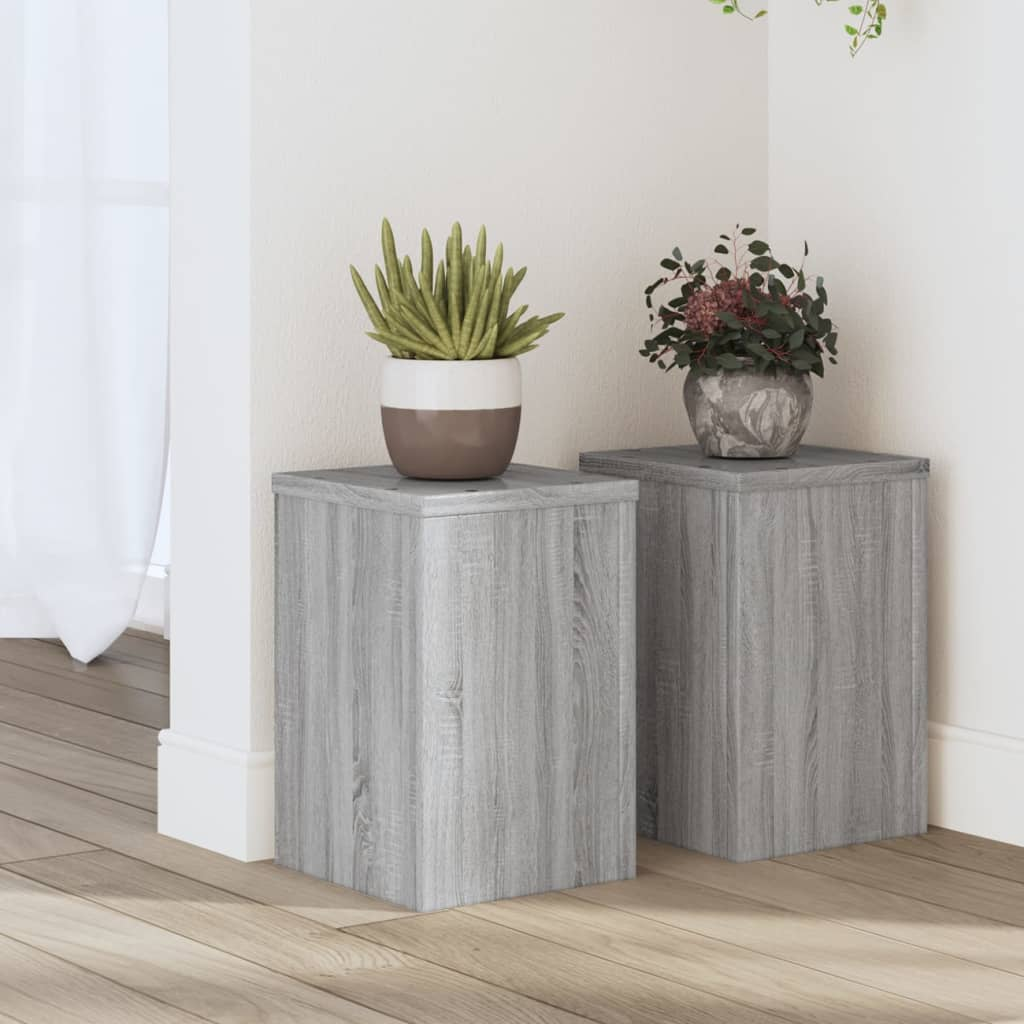 vidaXL Plant Stand Set of 2 Grey Sonoma Engineered Wood 7.9x7.9x11.8 in