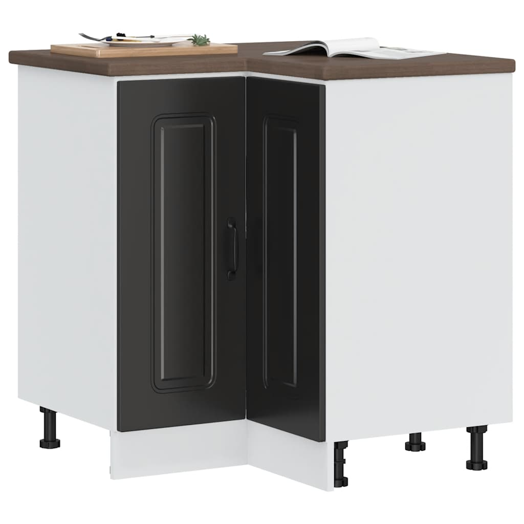 vidaXL Kitchen Corner Base Cabinet Black Engineered Wood Medium