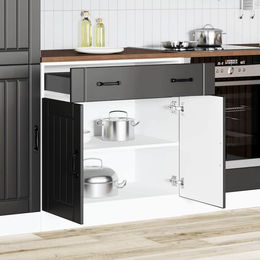 vidaXL Kitchen Base Cabinet Black Engineered wood Medium Adjustable Feet