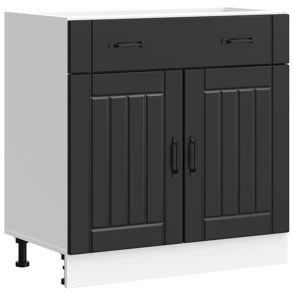 vidaXL Kitchen Base Cabinet Black Engineered wood Medium Adjustable Feet