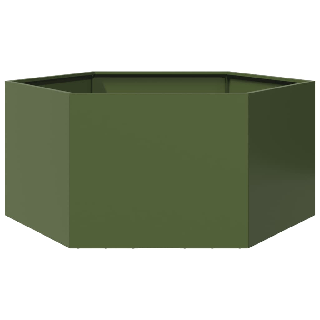 vidaXL Garden Planter Olive Green Steel Large Durable Garden Planter
