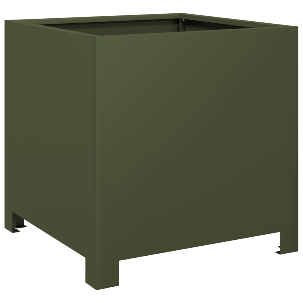 vidaXL Garden Planter Olive Green Steel Medium Tough Garden Planter