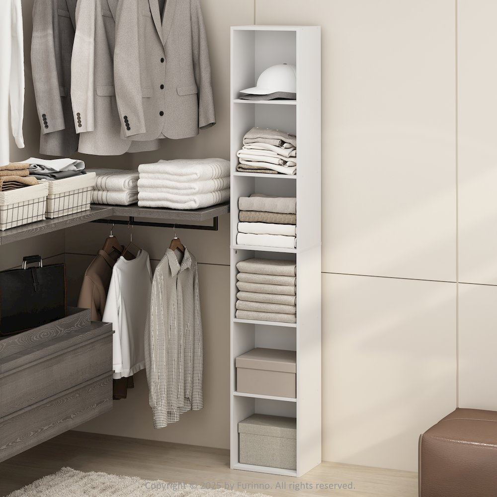 Luder 6-Tier Multipurpose Clothing & Closet Storage Organizer Shelf, White