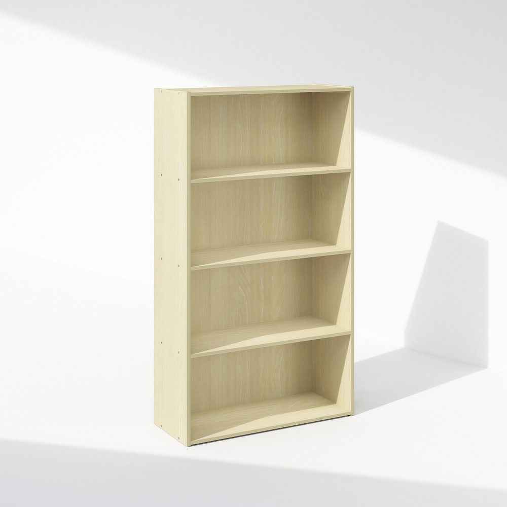 Furinno Simple 4-Tier Open Shelf Bookcase – Space-Saving Storage Organizer in Steam Beech