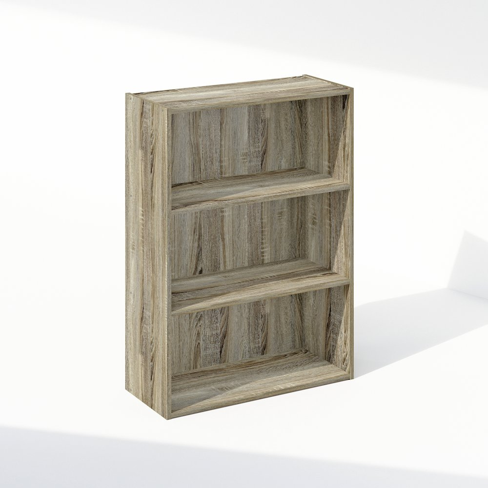 Furinno Simple 3-Tier Open Shelf Bookcase – Compact Storage Organizer in Sonoma Oak