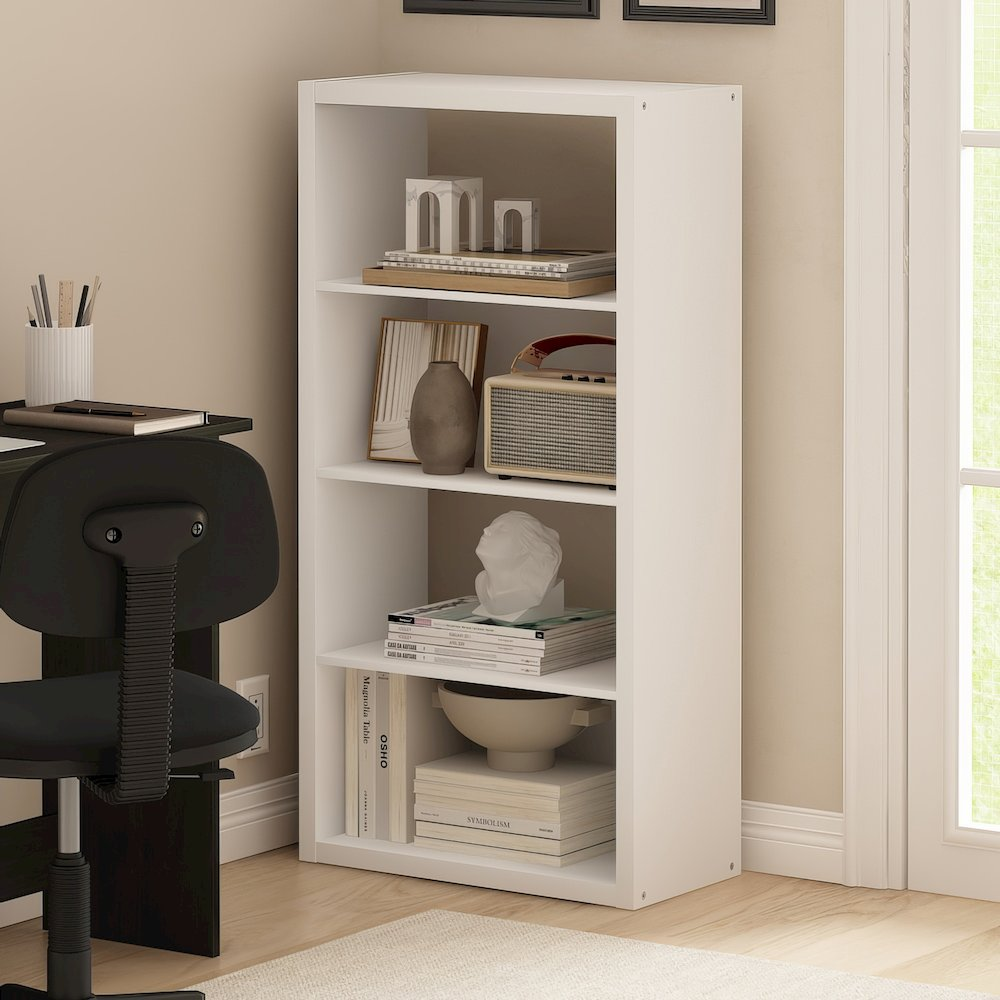 Furinno Viola 4-Tier Open Shelf Bookcase – Modern Space-Saving Bookshelf Storage in White