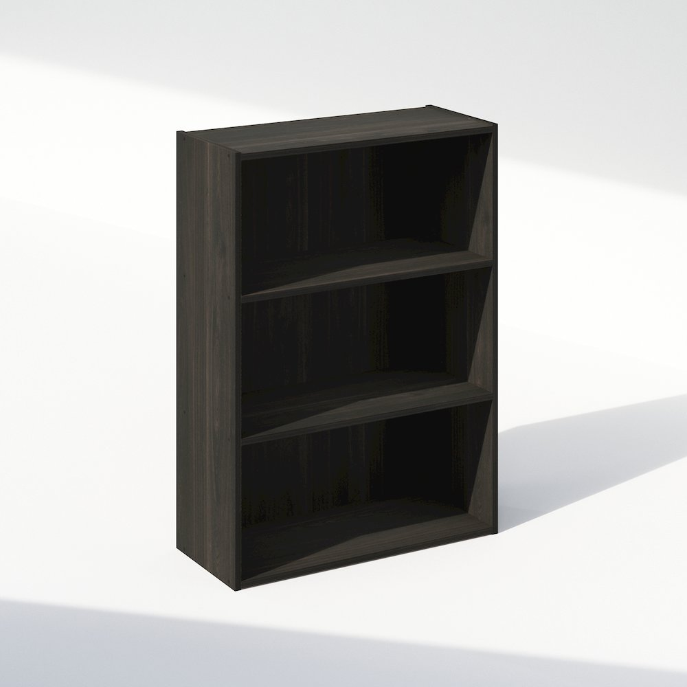Simple Open Shelf 3-Tier Bookcase, Espresso | Compact Modern Storage Shelf for Home & Office
