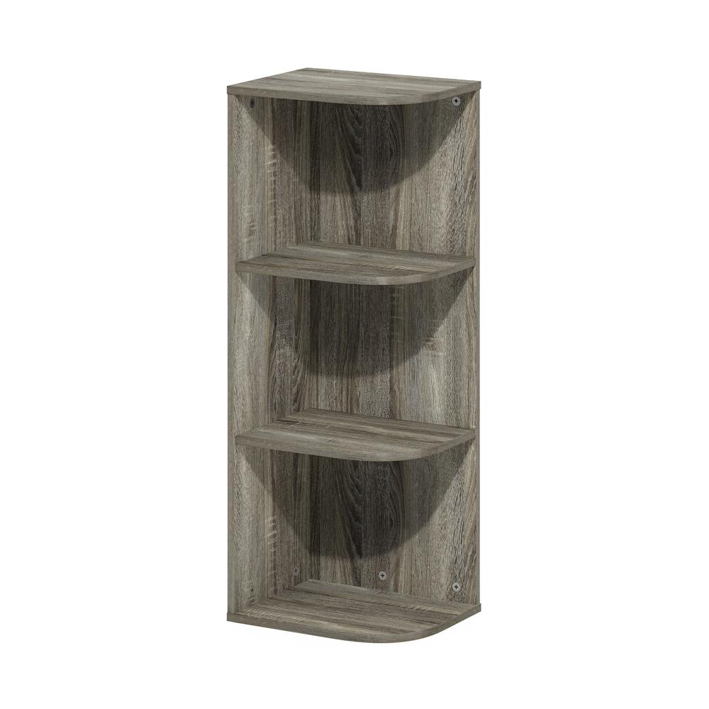 Furinno Pasir 3-Tier Corner Open Shelf Bookcase – French Oak Space-Saving Storage