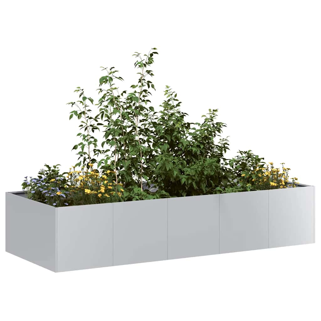 vidaXL Planter Silver Galvanized Steel Large Decorative Inlays Planter