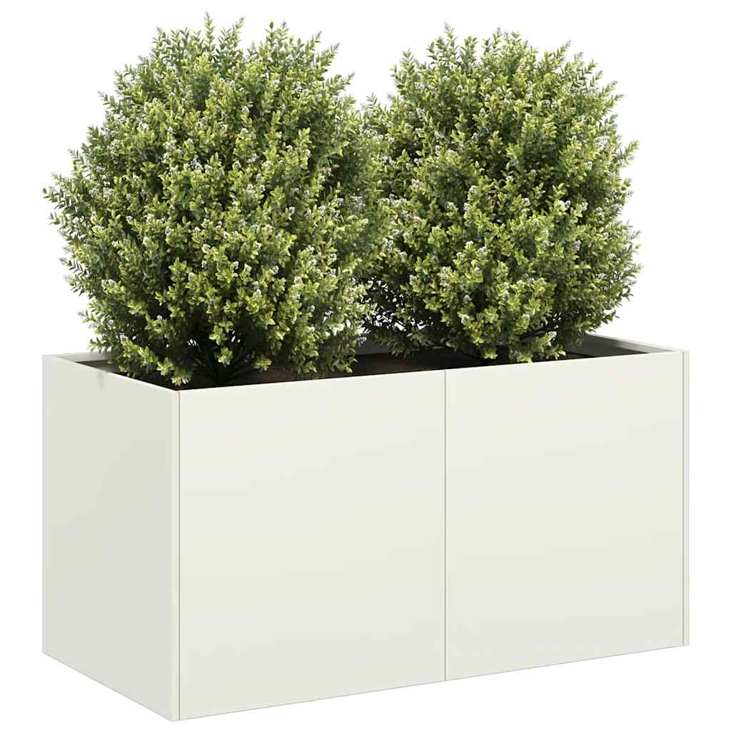 vidaXL Planter White Cold-rolled steel Large Durable Planter