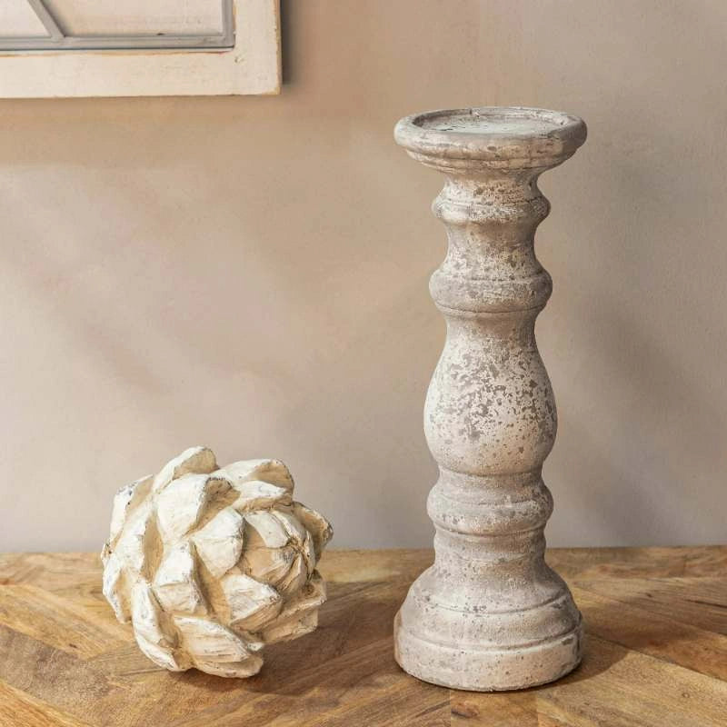 Stone Ceramic Column Candle Holder Large