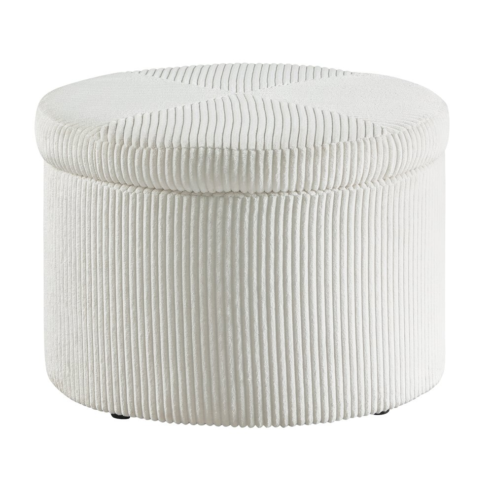Designs4Comfort Round Corduroy Shoe Storage Ottoman with Reversible Tray Lid