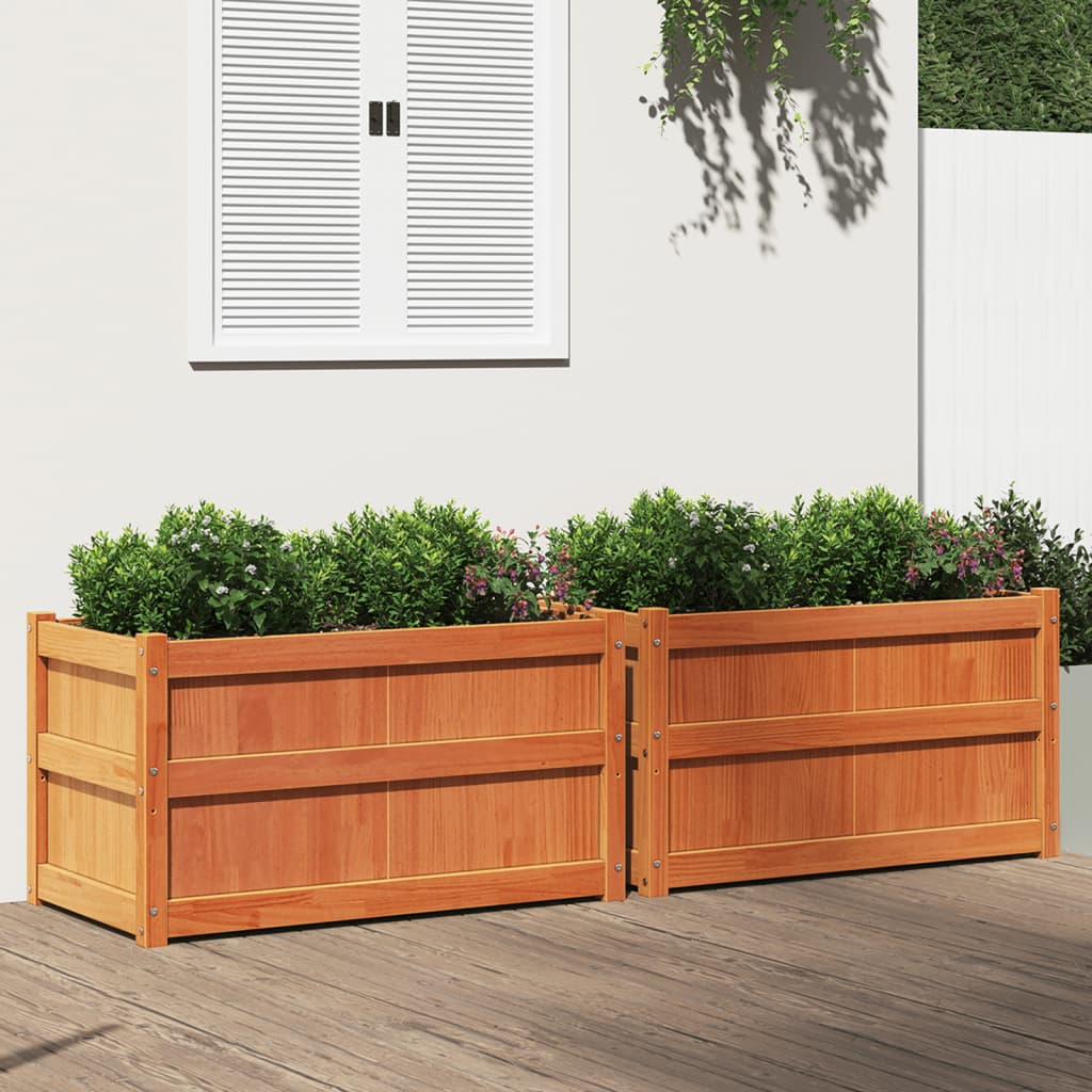 vidaXL Garden Planter Set of 2 Wax brown Solid pine wood